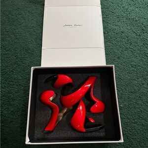 Elegant Red Sculptural Heels Julian Hakes Mojito